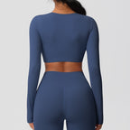 SculptFit Nauwsluitende Croptop met Lange Mouwen