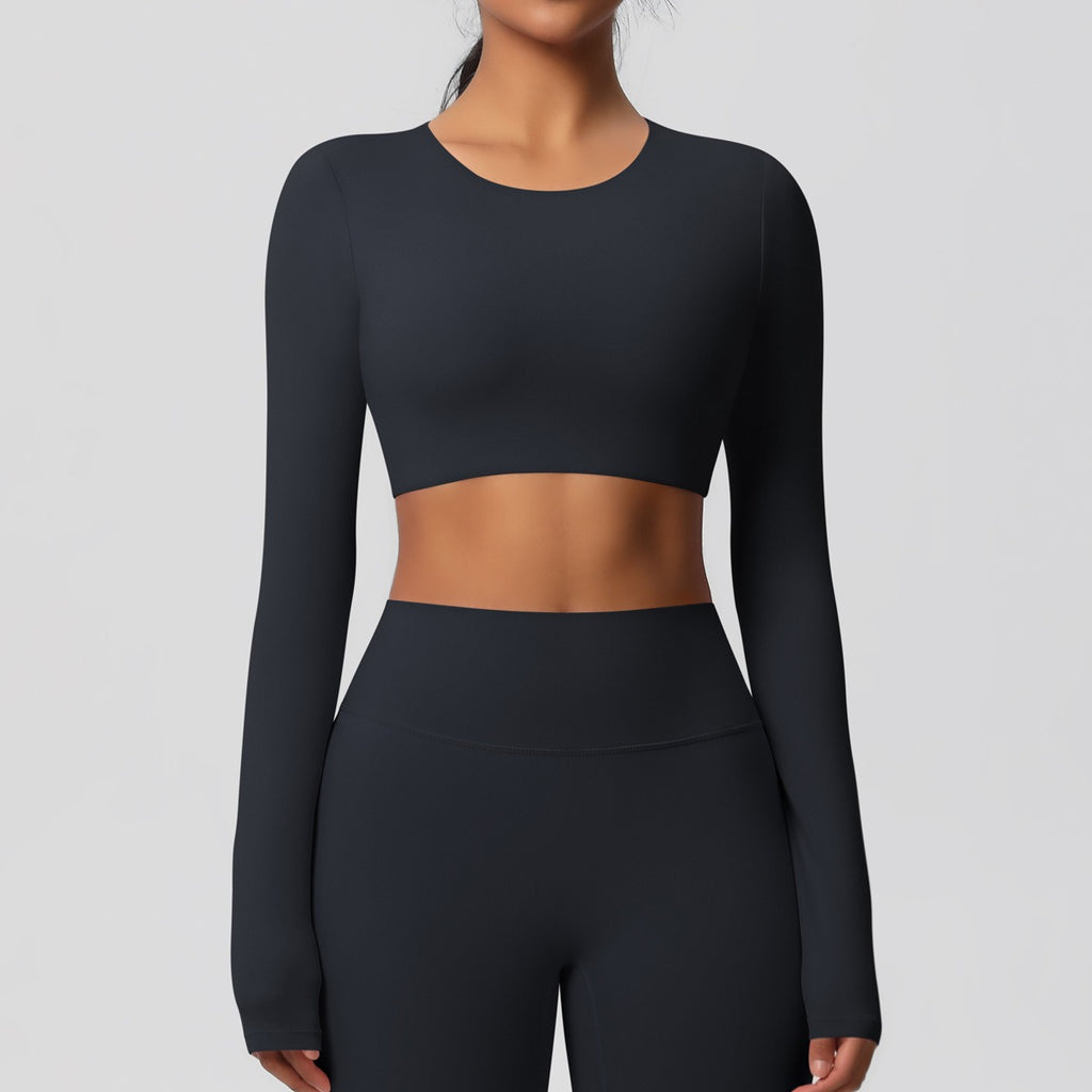 SculptFit Nauwsluitende Croptop met Lange Mouwen