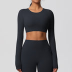 SculptFit Nauwsluitende Croptop met Lange Mouwen