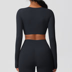 SculptFit Nauwsluitende Croptop met Lange Mouwen