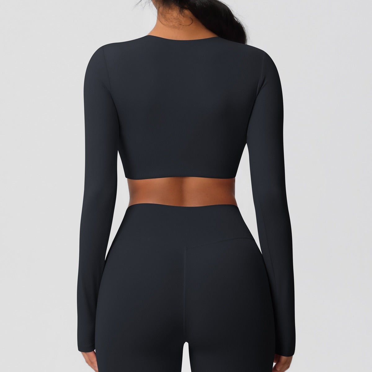 SculptFit Nauwsluitende Croptop met Lange Mouwen
