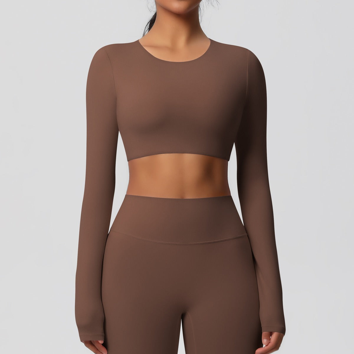 SculptFit Nauwsluitende Croptop met Lange Mouwen