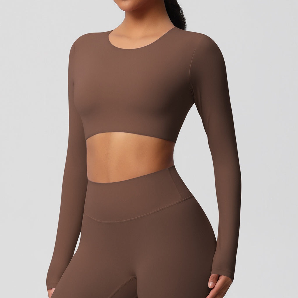 SculptFit Nauwsluitende Croptop met Lange Mouwen