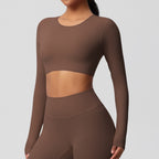 SculptFit Nauwsluitende Croptop met Lange Mouwen