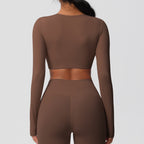 SculptFit Nauwsluitende Croptop met Lange Mouwen