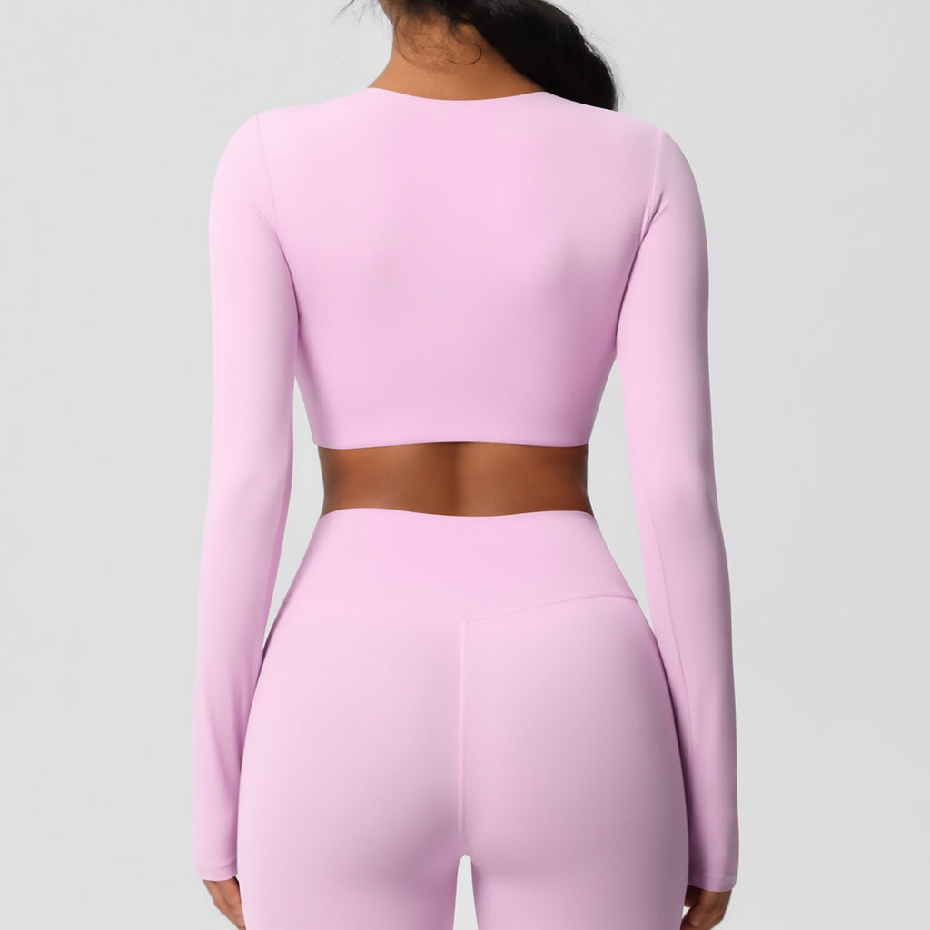 SculptFit Nauwsluitende Croptop met Lange Mouwen