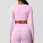 SculptFit Nauwsluitende Croptop met Lange Mouwen
