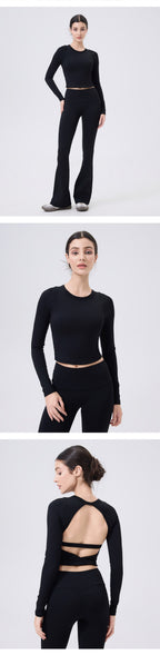 Crop top met lange mouwen en sculpturerende werking