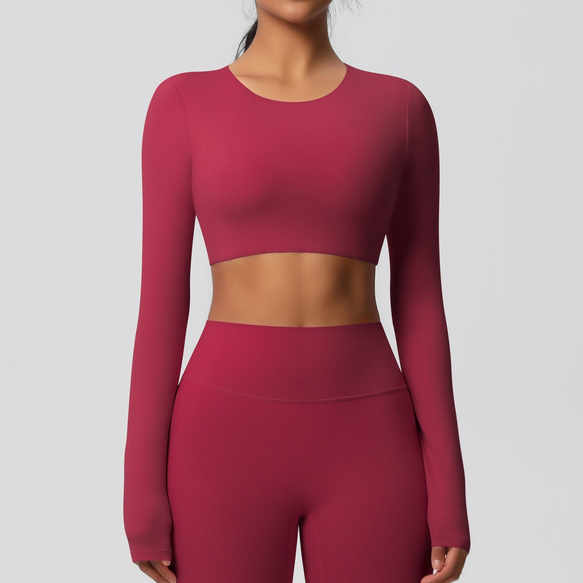 SculptFit Nauwsluitende Croptop met Lange Mouwen