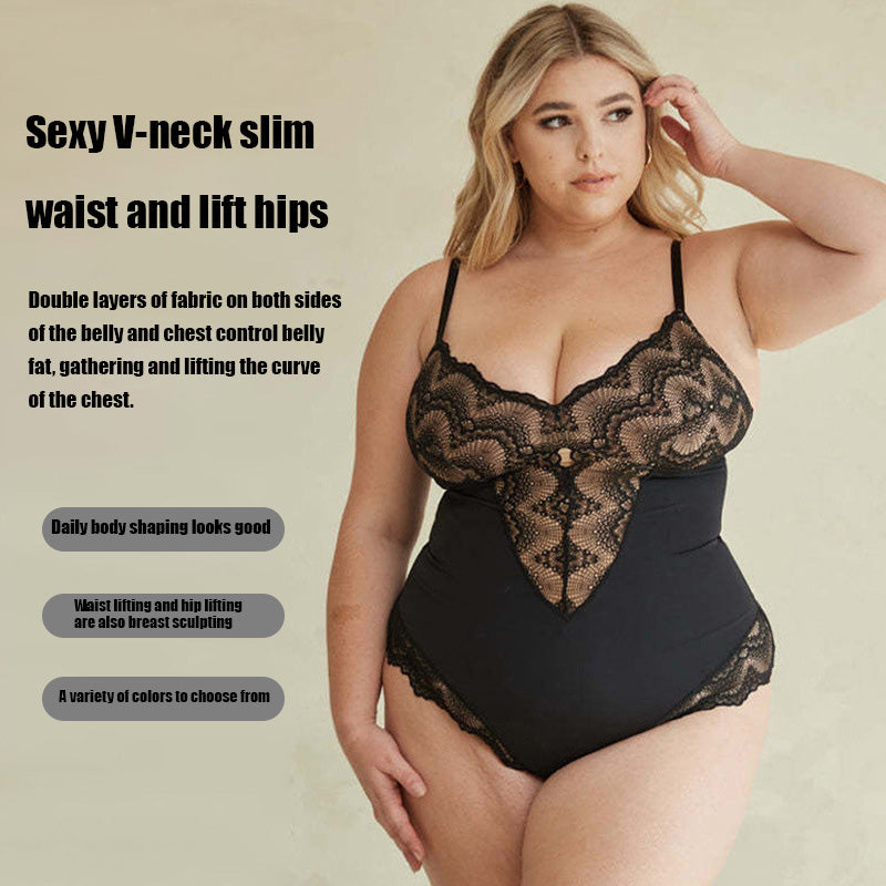 Corrigerende Bodysuit met Kanten Panel