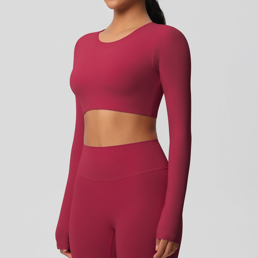 SculptFit Nauwsluitende Croptop met Lange Mouwen