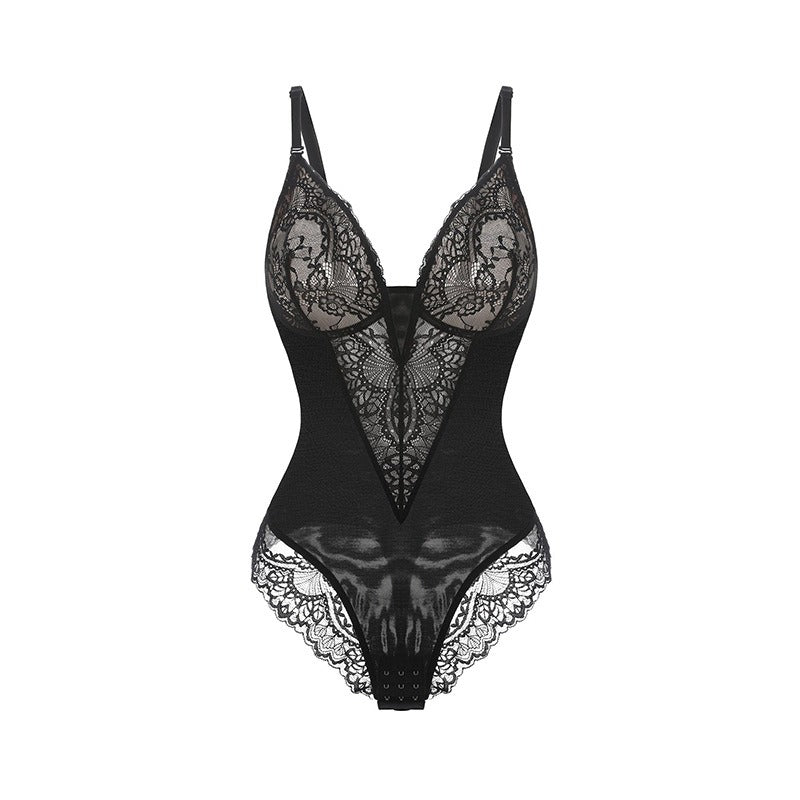 Kanten diepe V-hals corrigerende bodysuit