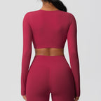 SculptFit Nauwsluitende Croptop met Lange Mouwen