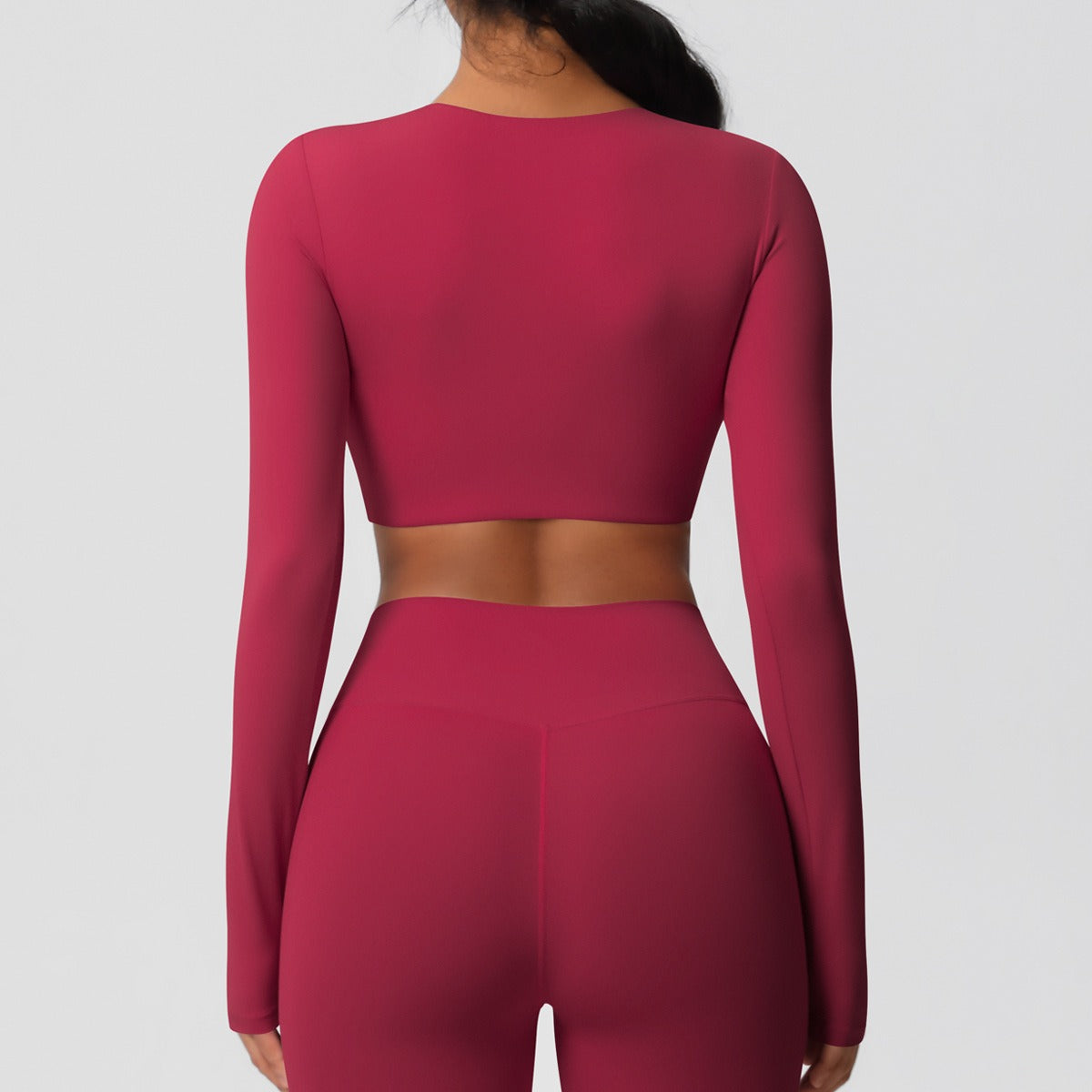 SculptFit Nauwsluitende Croptop met Lange Mouwen
