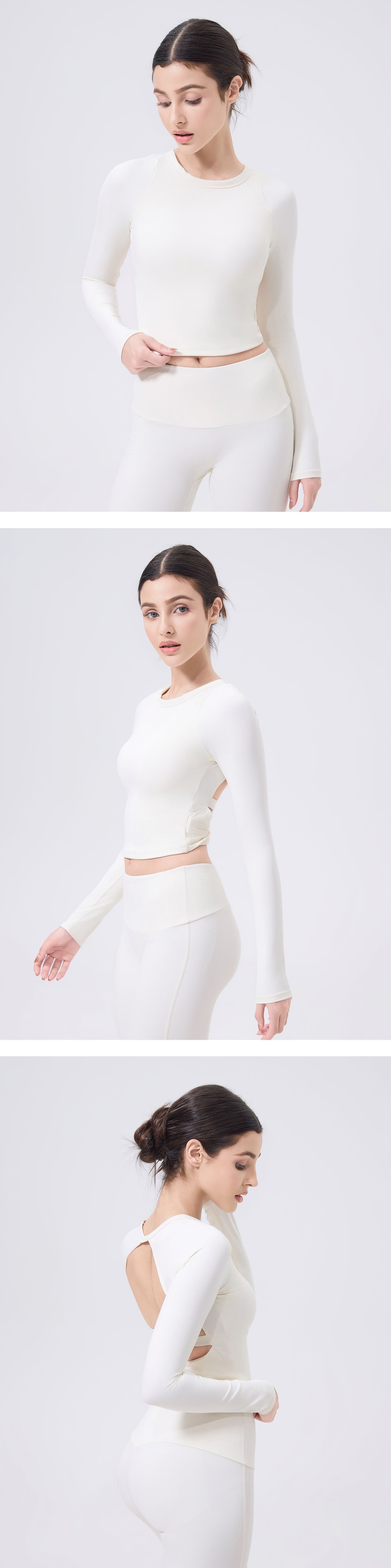 Crop top met lange mouwen en sculpturerende werking