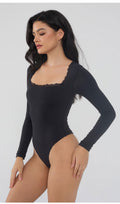 Body met lange mouwen en kanten hals
