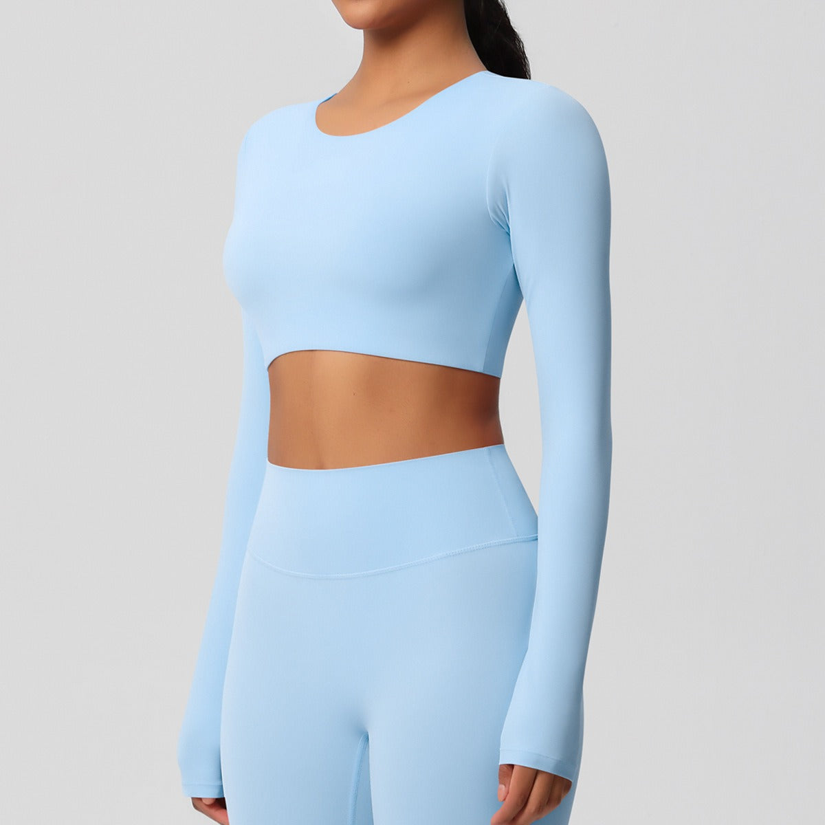 SculptFit Nauwsluitende Croptop met Lange Mouwen