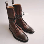 Women's Autumn Ankle Boots, Smooth with Block Heel and Side Zipper - Brown