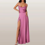 Sleeveless Silk Maxi Dress with Flowing Design | Perfect for Summer - Pink