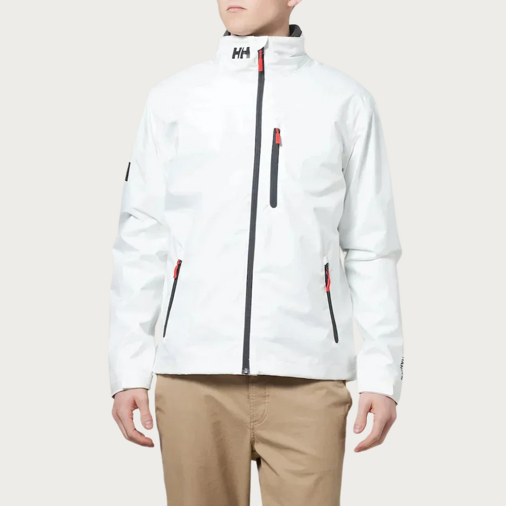 Women's Waterproof Rain Jacket with Hood and Reflective Details - White