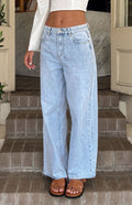 Women's Wide-Leg Boyfriend Jeans with Mid-Rise Waistband and Raw Hem