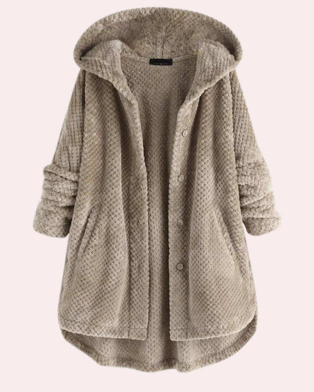 Women's Winter Coat with Hood in Long Cut, Water-Resistant - Beige