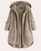 Women's Winter Coat with Hood in Long Cut, Water-Resistant - Beige