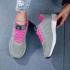 Women's Sport Sneakers with Breathable Knit Upper and Flexible Sole - Gray