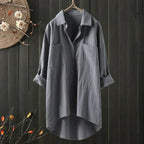 Long-Sleeve Women's Blouse with Elegant Cut | Perfect for Autumn & Winter - Gray