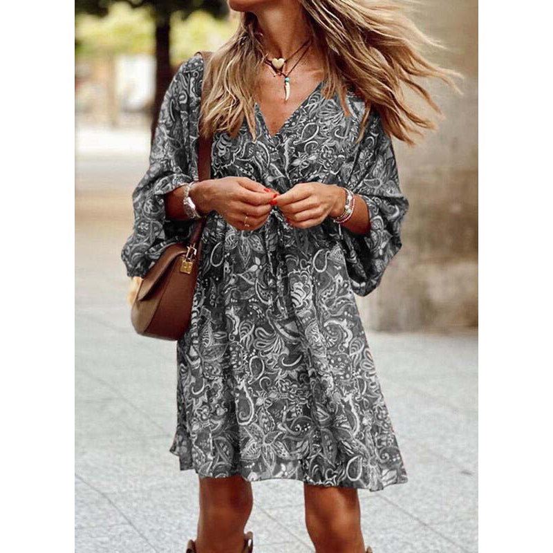 Lola - Summer Breeze Boho Dress for Women - Gray