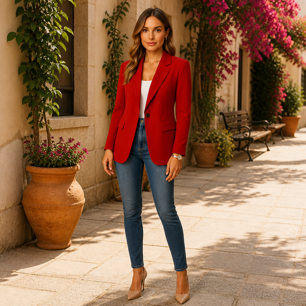 Women's Classic Fitted Jacket | Elegant Everyday Office Jacket