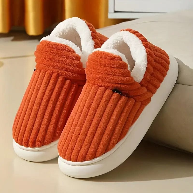 Women's Winter Slippers with Warm Lining, Thick Sole and Non-Slip Grip - Orange