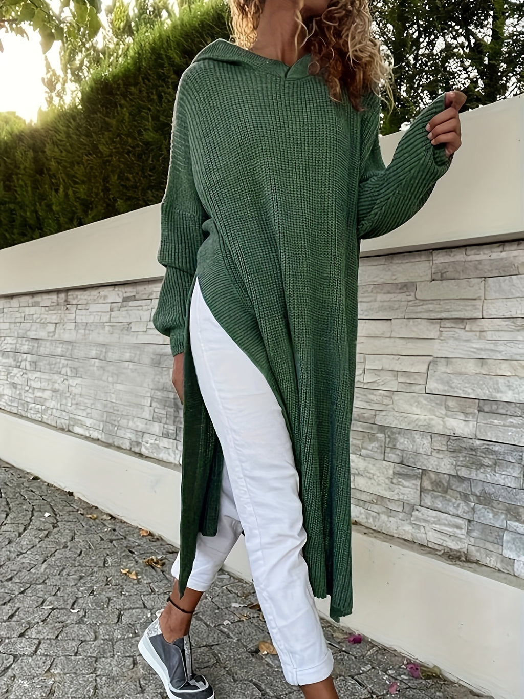 Plus Size, Autumn/Winter New Style Slit Long Sweater Dress