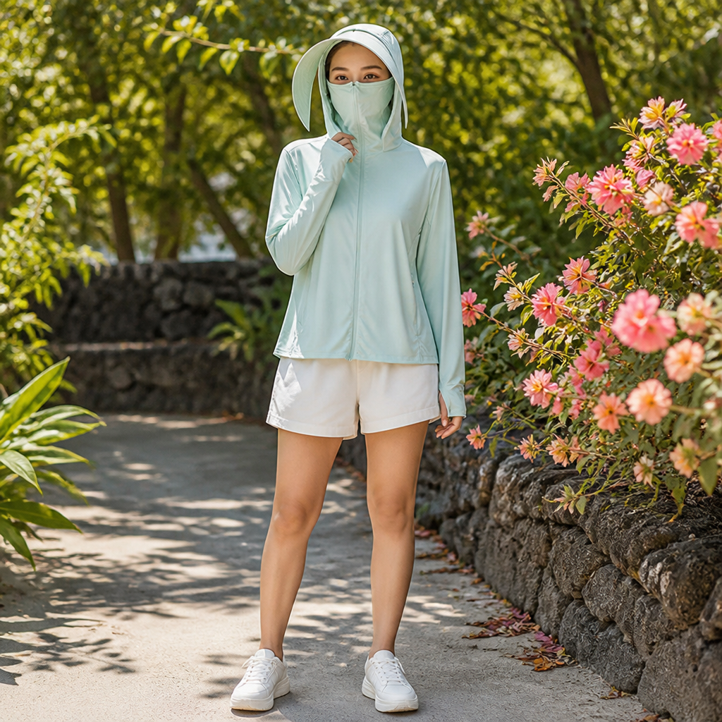 UV-protective hooded jacket with removable face shield – ideal for autumn | Lightweight Hiking Jacket