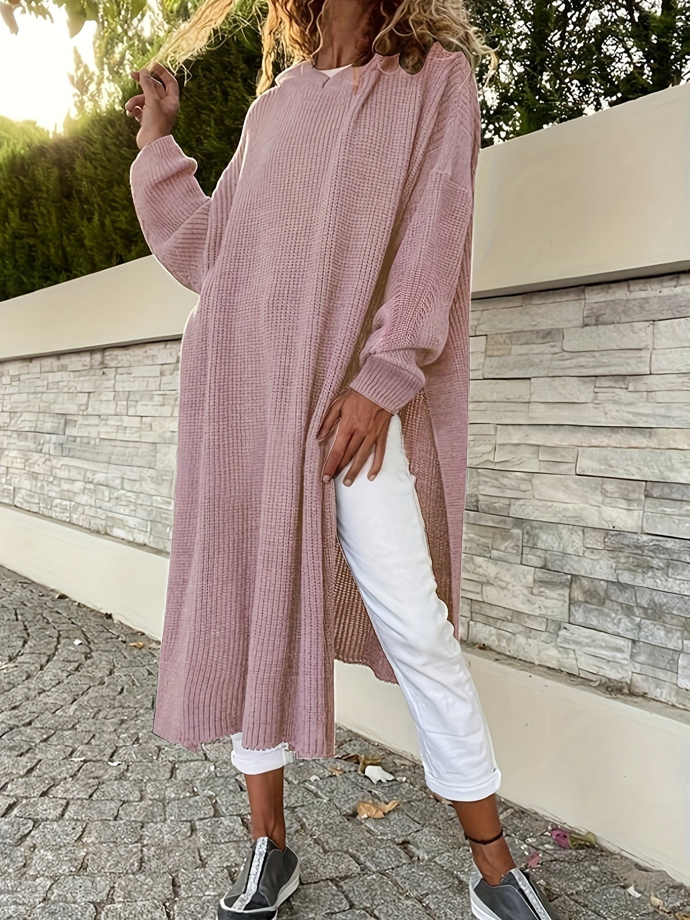Plus Size, Autumn/Winter New Style Slit Long Sweater Dress