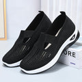 Women's Orthopedic Slip-On Walking Sneakers with Breathable Mesh and Wide Fit - Black