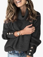Casual Versatile Women'S Wear Mock Neck Pullover Sweater Coat for Fall & Winter