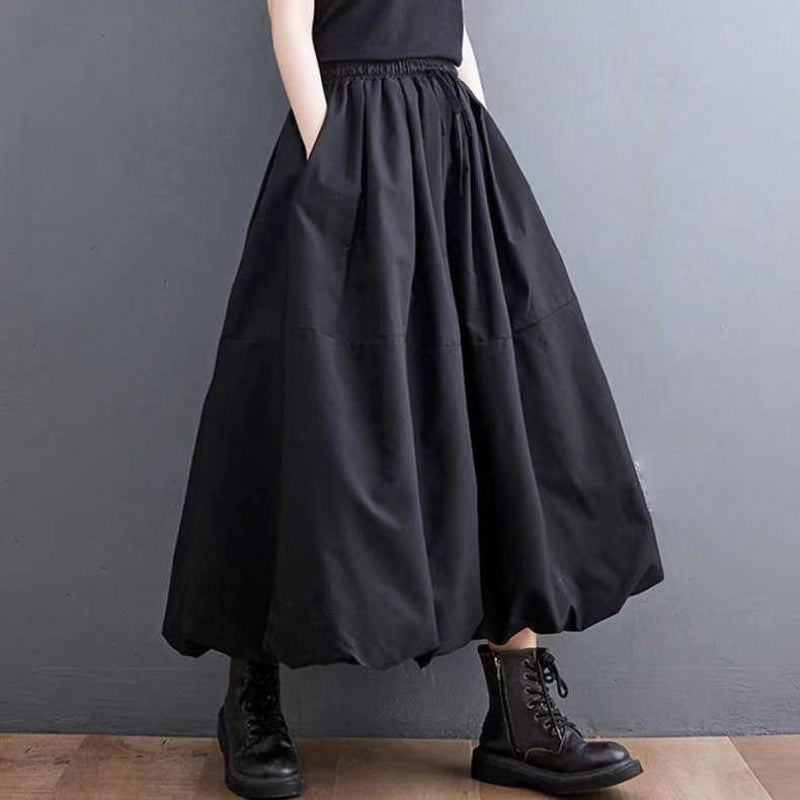 Women's Autumn Petticoat Skirt in A-Line with High Waist and Solid Design in Plus Sizes