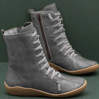 Waterproof Insulated Autumn Boots with Microfiber Lining and Rugged Design - Gray
