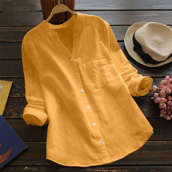 Long-Sleeve Linen Shirt for Women | Perfect for Summer - Yellow