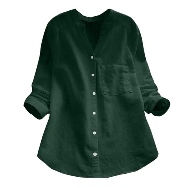 Long-Sleeve Linen Shirt for Women | Perfect for Summer - Green