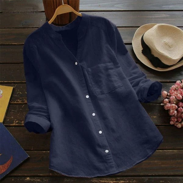 Long-Sleeve Linen Shirt for Women | Perfect for Summer - Navy