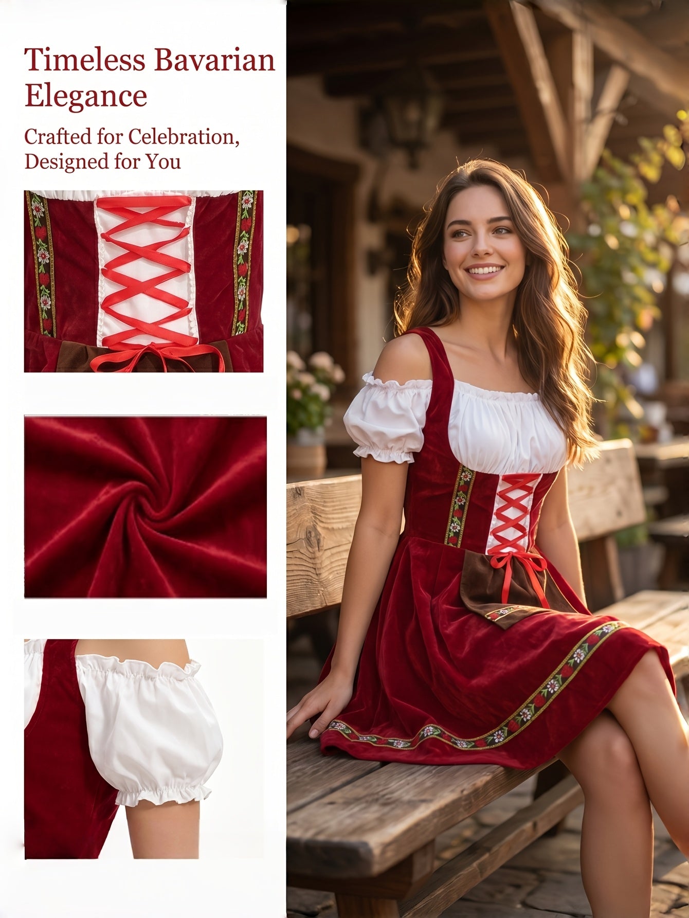 Women's Oktoberfest Dirndl Dress – Traditional Bavarian Costume, German Party