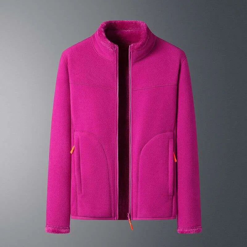 Women's Fashion Solid Color Warm Jacket, Autumn/Winter Comfortable Reversible Jacket