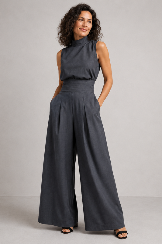 Women's Premium Linen Two Piece Set with Wide Leg Pants Summer Fashion