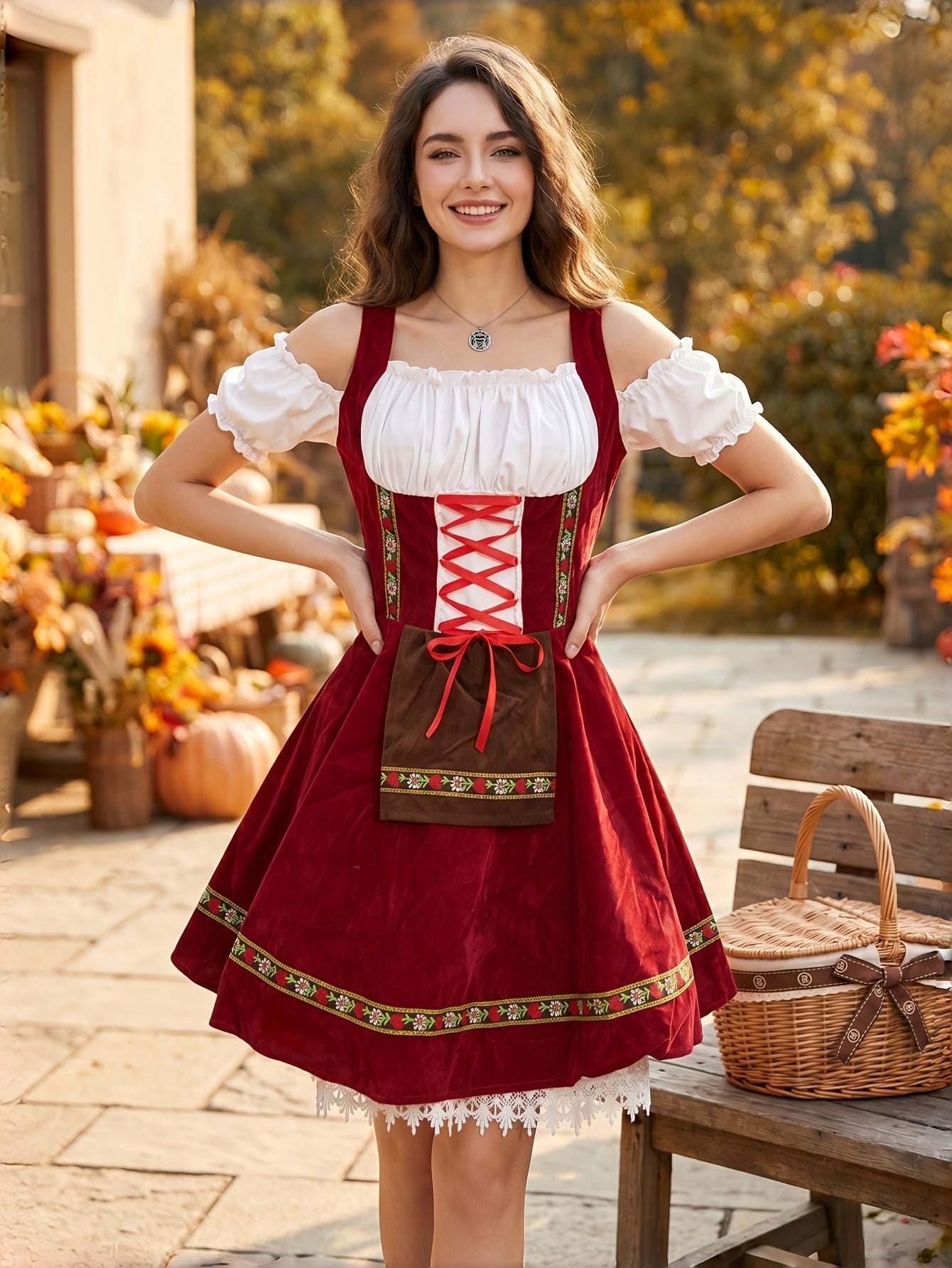 Women's Oktoberfest Dirndl Dress – Traditional Bavarian Costume, German Party