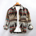 Women's Vintage Shirt with Long Sleeves and Button Placket - Dark Brown