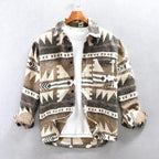Women's Vintage Shirt with Long Sleeves and Button Placket - Light Brown