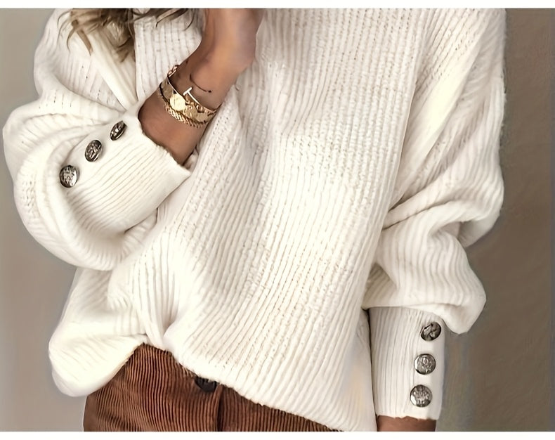 Casual Versatile Women'S Wear Mock Neck Pullover Sweater Coat for Fall & Winter