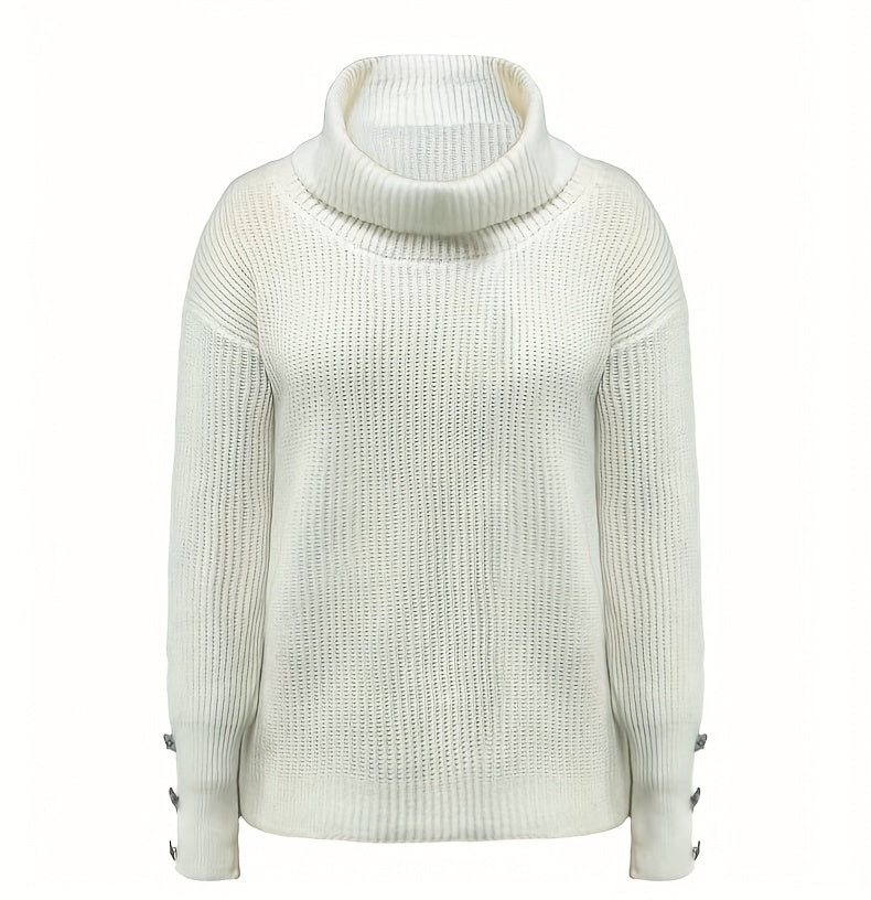Casual Versatile Women'S Wear Mock Neck Pullover Sweater Coat for Fall & Winter